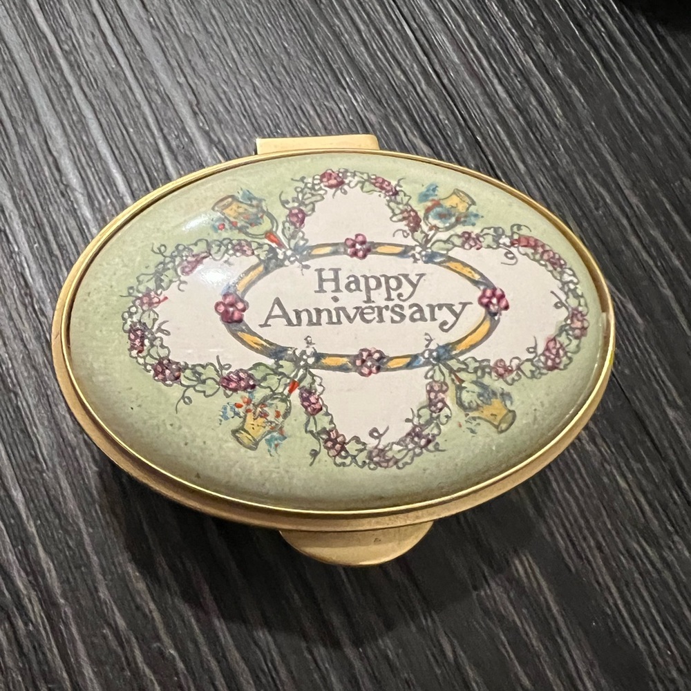 “Happy Anniversary” | Staffordshire Enamels Vintage Box Made in England